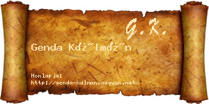 Genda Kálmán névjegykártya